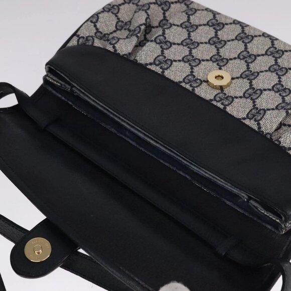 GUCCI GG Supreme Sherry Line Shoulder Bag PVC Red Navy Auth yk17172 - Picture 8 of 16